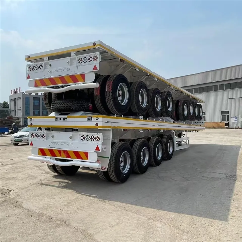 4Axle Flat Bed Container Truck Semi Trailer manufacturers